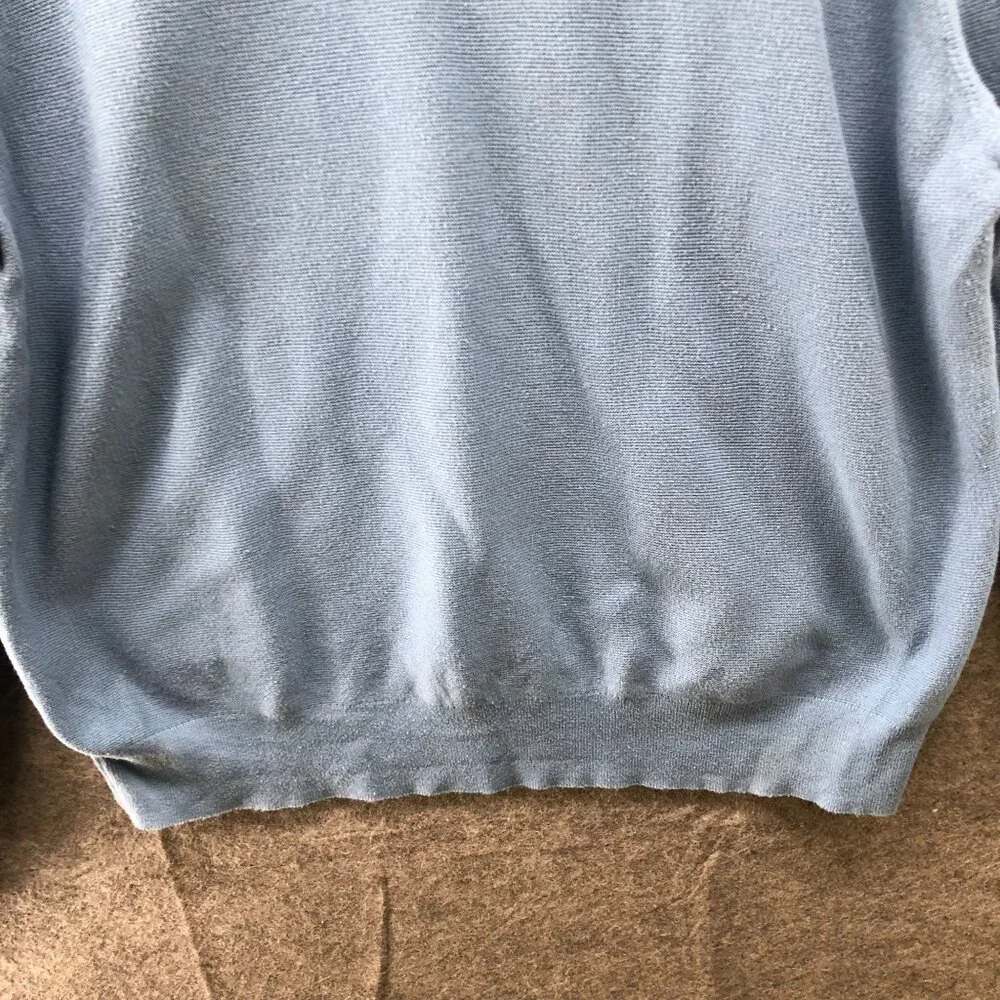 J. Crew Cotton Crewneck Sweater Mens XL Garter Stitch Blue‎ Pullover